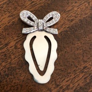Brighton Swarovski crystal silver tone Vintage bow bookmark
